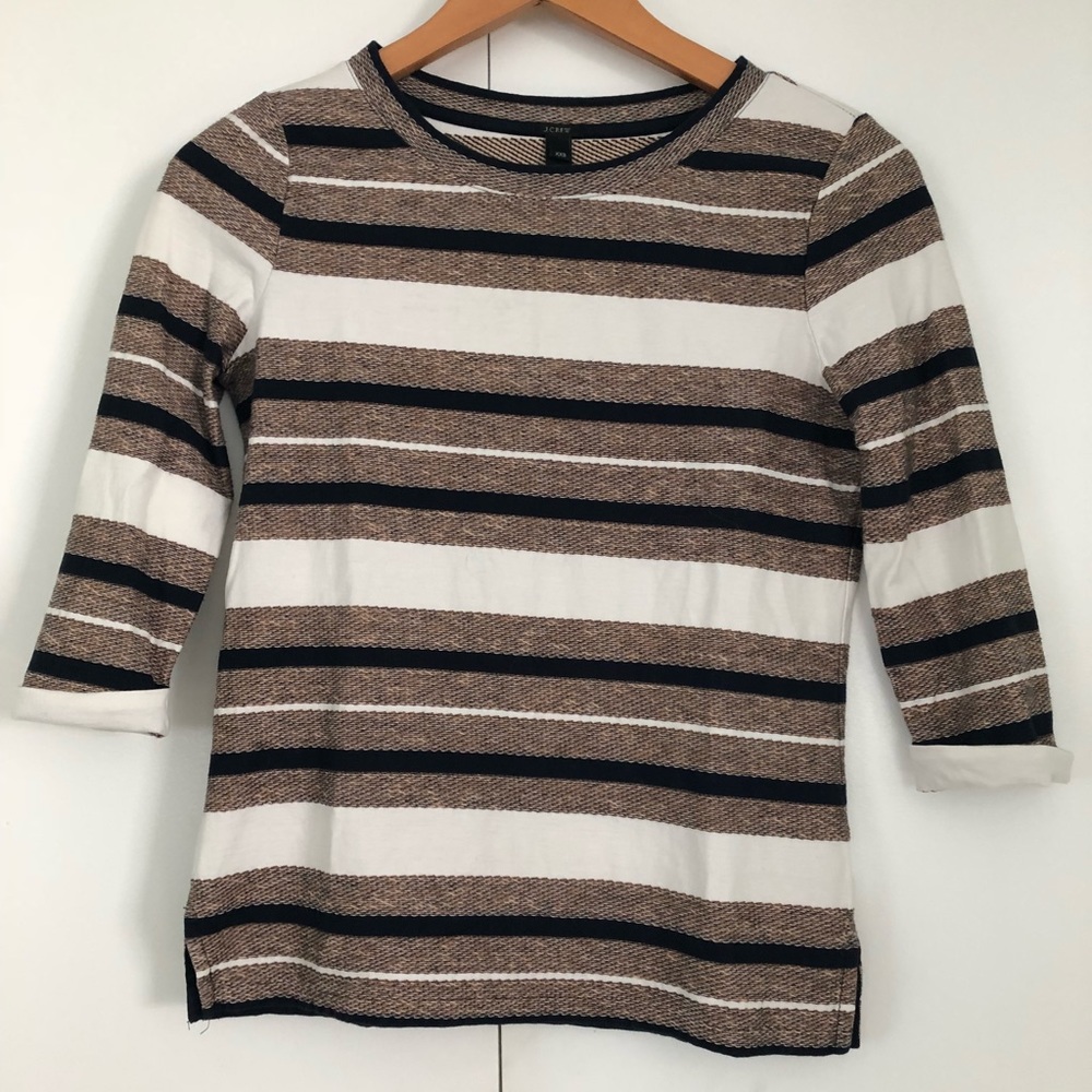 J.Crew Striped 3/4-Sleeve Top - XXS